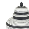 Decorative Ginger Jar with Lid | Black & White Striped Ceramic | 12"