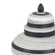 Decorative Ginger Jar with Lid | Black & White Striped Ceramic | 12"