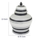 Decorative Ginger Jar with Lid | Black & White Striped Ceramic | 12"