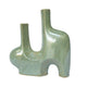 Decorative Vase | Dual Neck Sculptural Art | Sage Green Ceramic | 14"