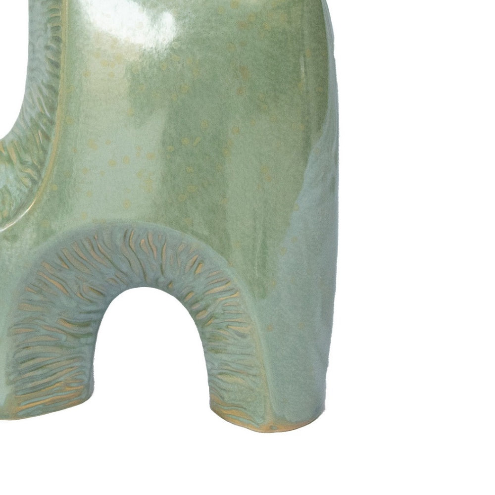 Decorative Vase | Dual Neck Sculptural Art | Sage Green Ceramic | 14"