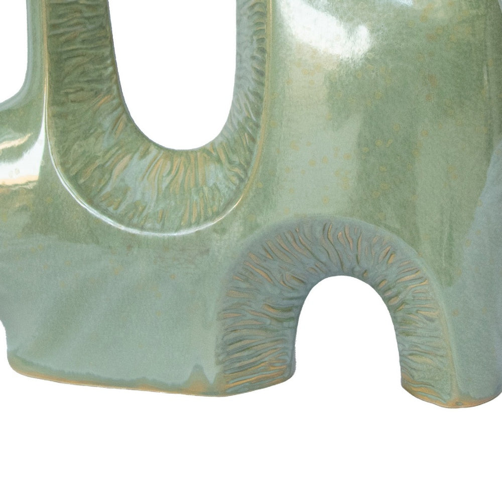 Decorative Vase | Dual Neck Sculptural Art | Sage Green Ceramic | 14"