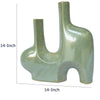 Decorative Vase | Dual Neck Sculptural Art | Sage Green Ceramic | 14"