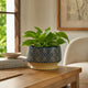 Hea Decorative Planter | Blue Gold Moroccan Pattern Footed Bowl | 10"