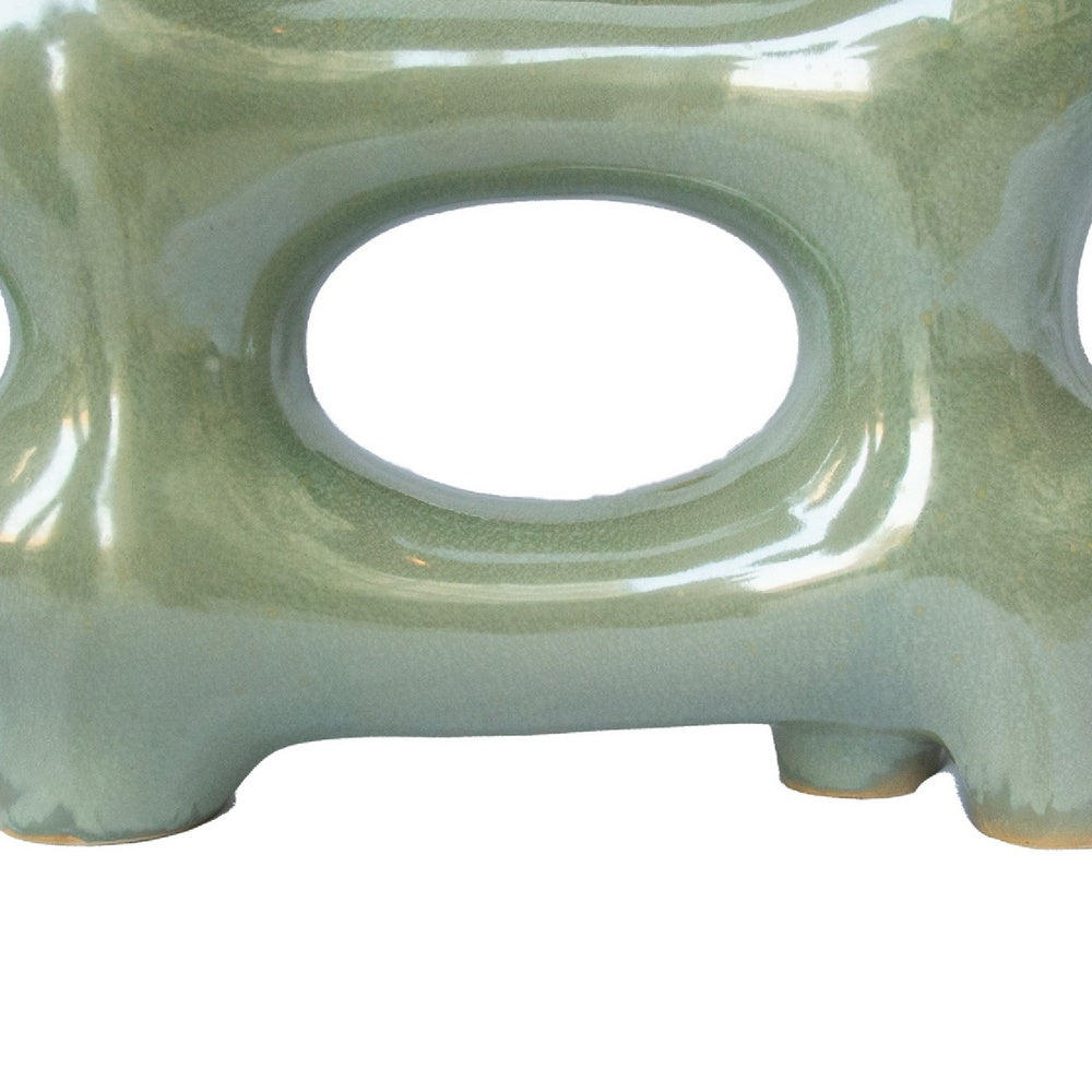 Sculptural Vase Décor | Glazed Abstract Art | 17" Sage Green Ceramic