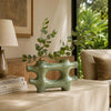 Sculptural Vase Décor | Glazed Abstract Art | 17" Sage Green Ceramic