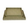 Koi 3pc Nested Serving Tray Set | Faux Shagreen Texture | Sage Green Décor