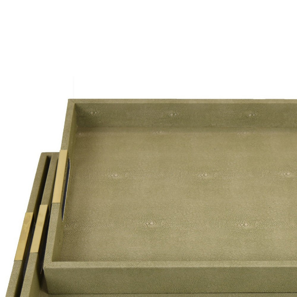 Koi 3pc Nested Serving Tray Set | Faux Shagreen Texture | Sage Green Décor