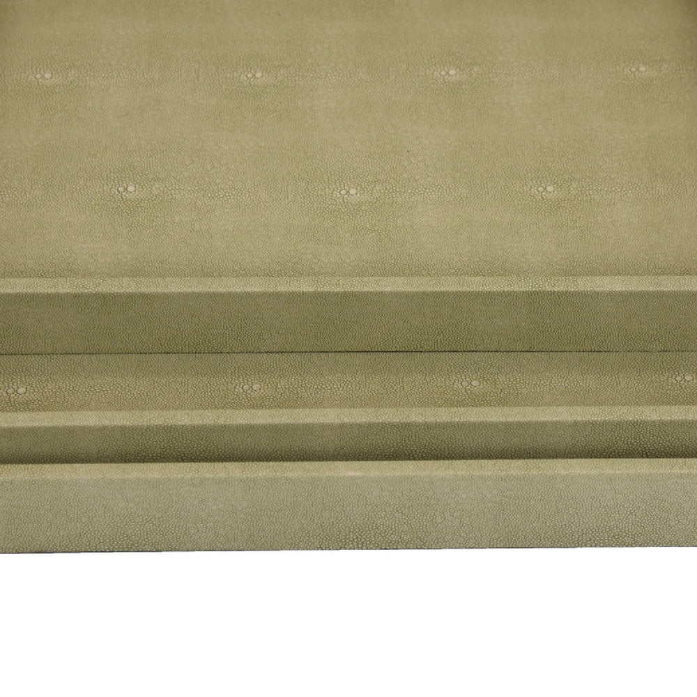 Koi 3pc Nested Serving Tray Set | Faux Shagreen Texture | Sage Green Décor