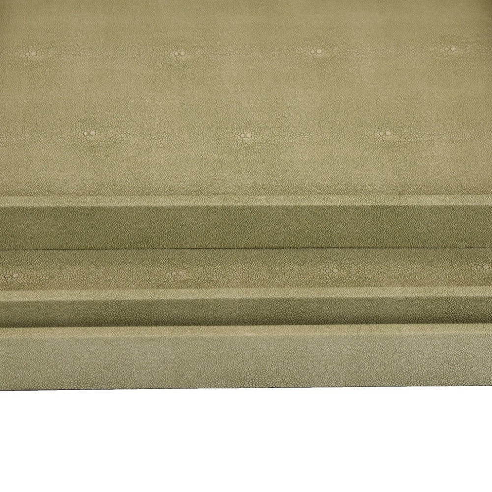 Koi 3pc Nested Serving Tray Set | Faux Shagreen Texture | Sage Green Décor