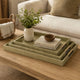 Koi 3pc Nested Serving Tray Set | Faux Shagreen Texture | Sage Green Décor