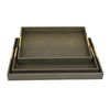 Koi 3pc Nested Serving Tray Set | Faux Shagreen Texture | Bronze Décor