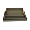Koi 3pc Nested Serving Tray Set | Faux Shagreen Texture | Bronze Décor