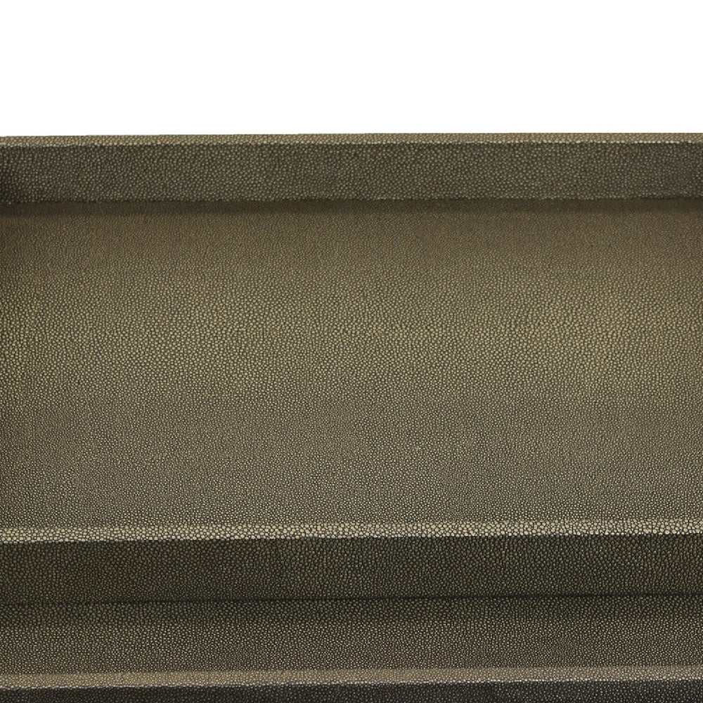 Koi 3pc Nested Serving Tray Set | Faux Shagreen Texture | Bronze Décor