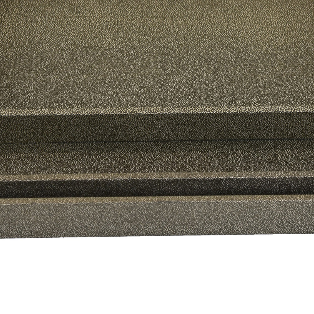 Koi 3pc Nested Serving Tray Set | Faux Shagreen Texture | Bronze Décor