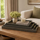 Koi 3pc Nested Serving Tray Set | Faux Shagreen Texture | Bronze Décor