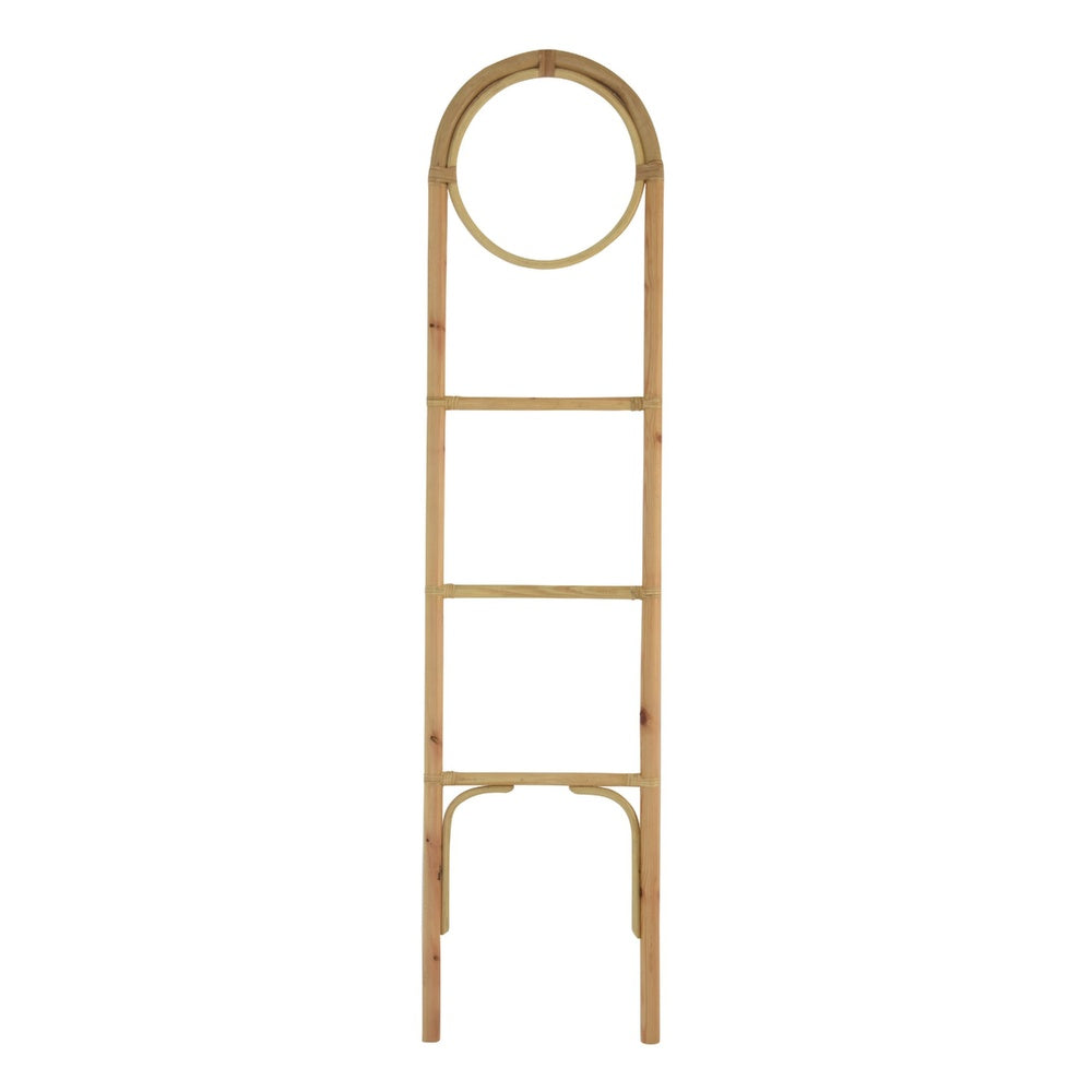 Kinu Decorative Ladder Rack with Round Top | Natural Brown Fiber | 72"