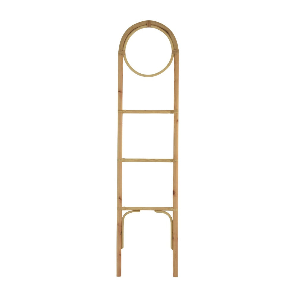 Kinu Decorative Ladder Rack with Round Top | Natural Brown Fiber | 72"