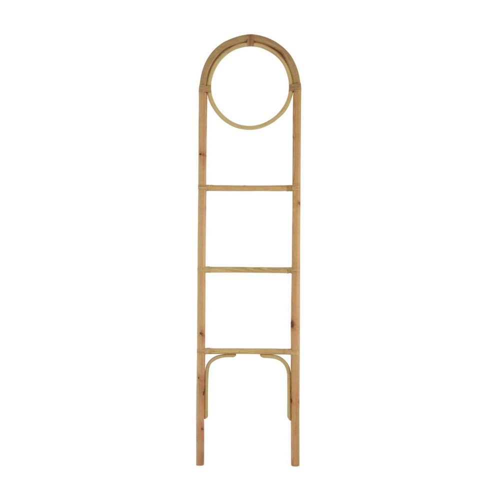 Kinu Decorative Ladder Rack with Round Top | Natural Brown Fiber | 72"