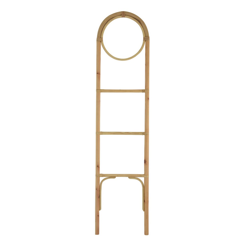 Kinu Decorative Ladder Rack with Round Top | Natural Brown Fiber | 72"
