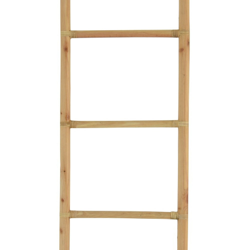Kinu Decorative Ladder Rack with Arch Top | Natural Brown Wood | 72"