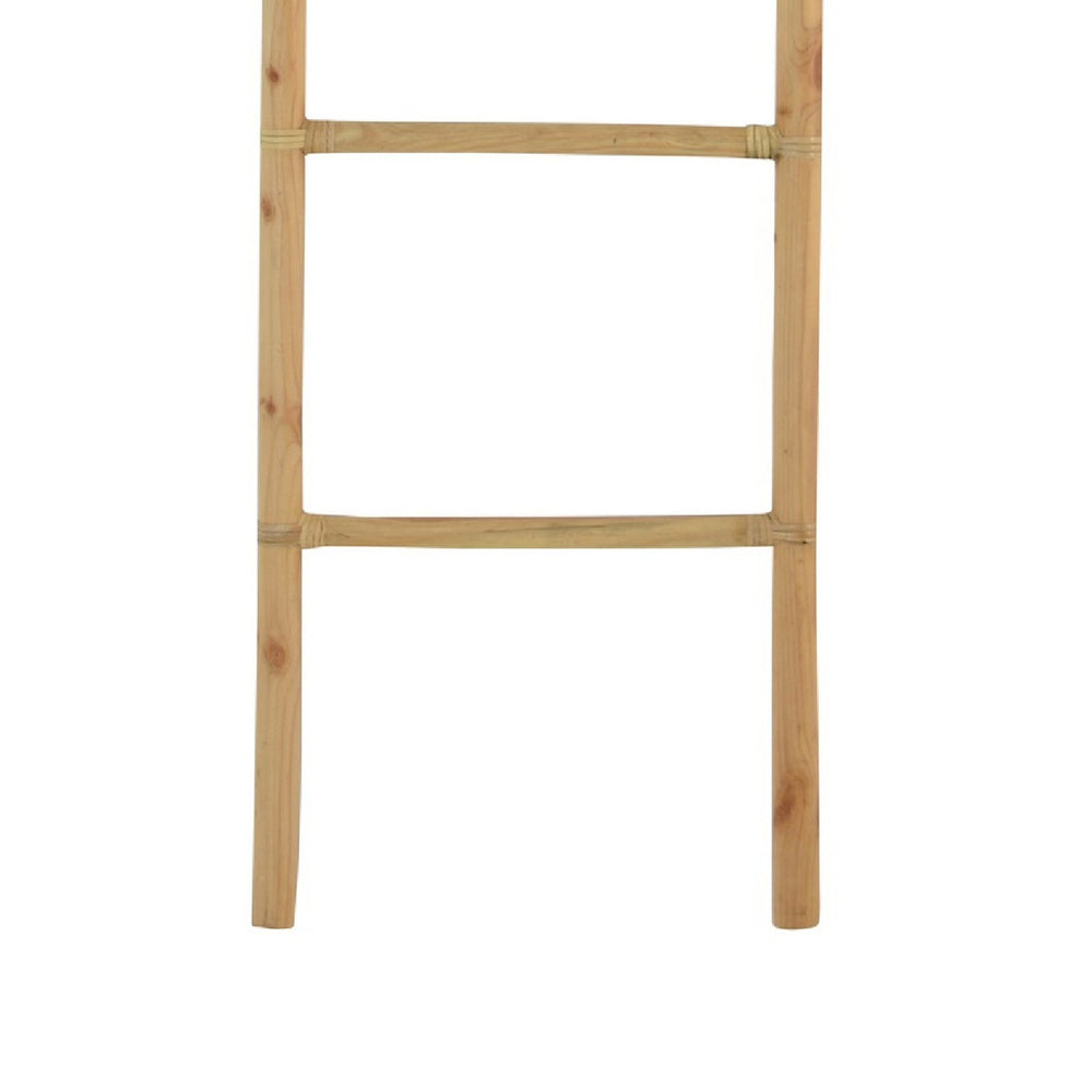 Kinu Decorative Ladder Rack with Arch Top | Natural Brown Wood | 72"