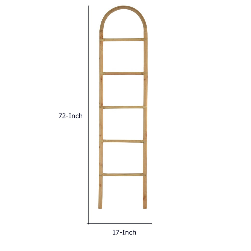 Kinu Decorative Ladder Rack with Arch Top | Natural Brown Wood | 72"