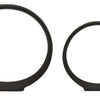 Circular Ring Sculpted Tabletop Décor Set of 2 | Matte Black Metal