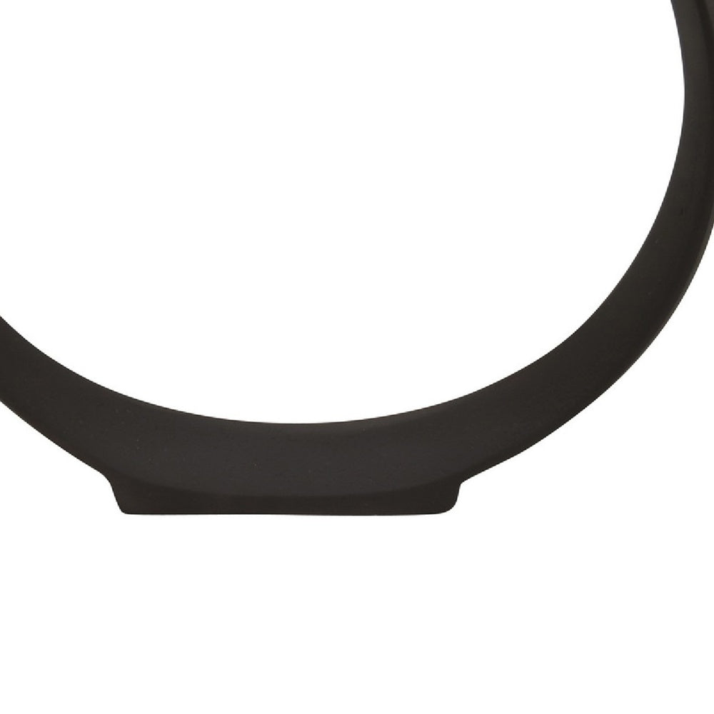 Circular Ring Sculpted Tabletop Décor Set of 2 | Matte Black Metal