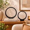 Circular Ring Sculpted Tabletop Décor Set of 2 | Matte Black Metal