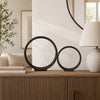 Circular Ring Sculpted Tabletop Décor Set of 2 | Matte Black Metal