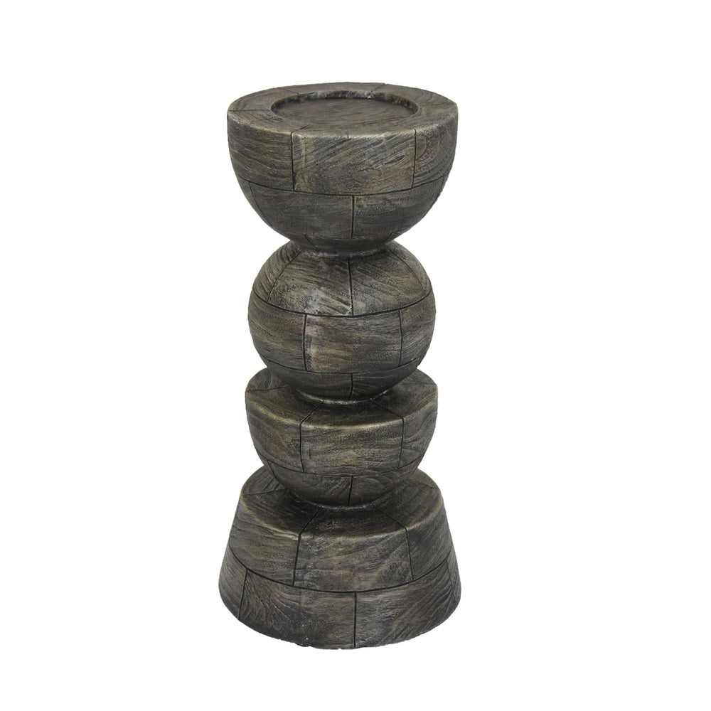 Tabletop Pillar Décor | Stacked Totem Style | Brown Resin | 13"