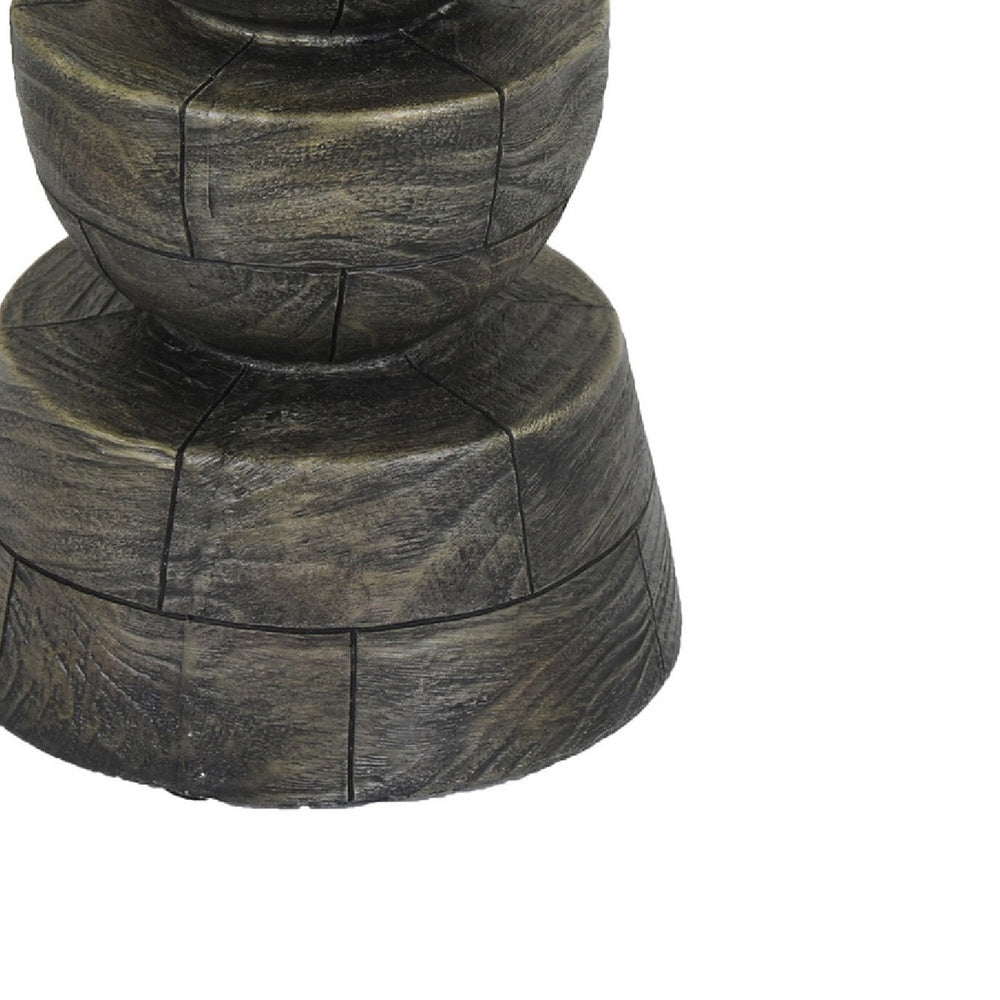 Tabletop Pillar Décor | Stacked Totem Style | Brown Resin | 13"