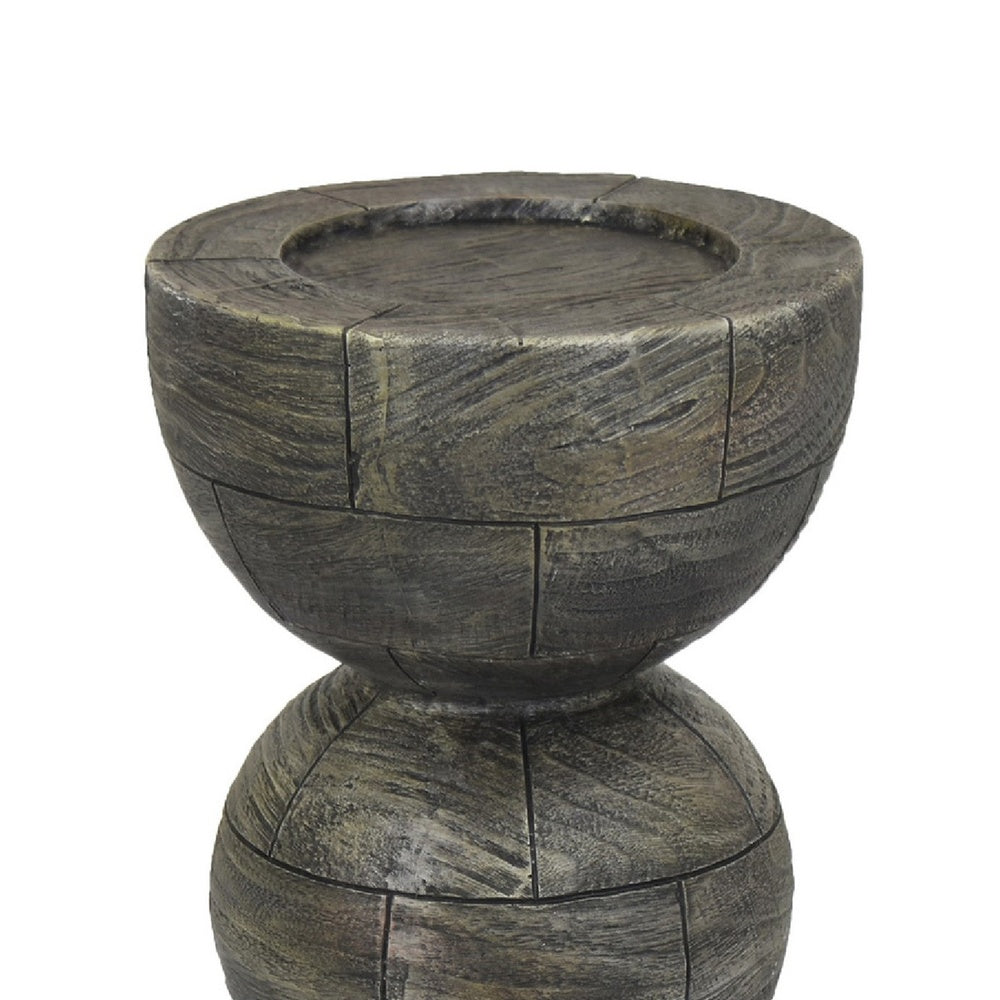 Tabletop Pillar Décor | Stacked Totem Style | Brown Resin | 13"