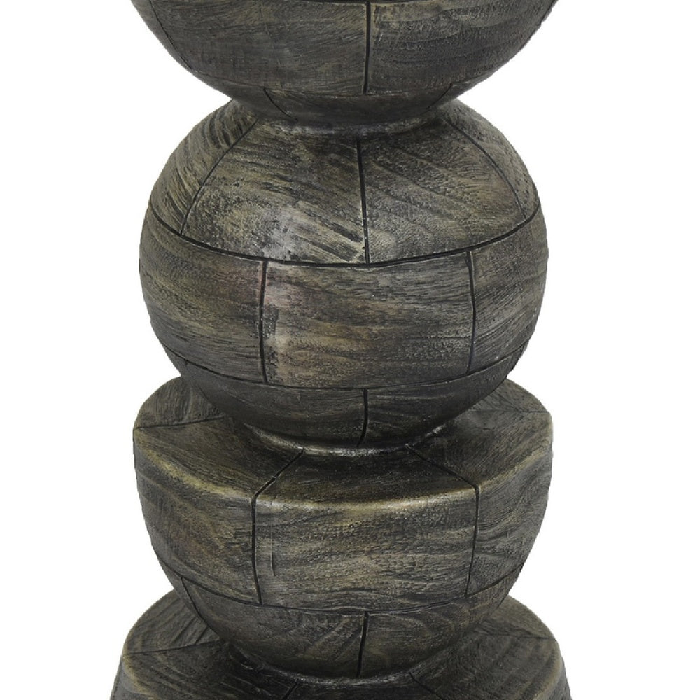Tabletop Pillar Décor | Stacked Totem Style | Brown Resin | 13"