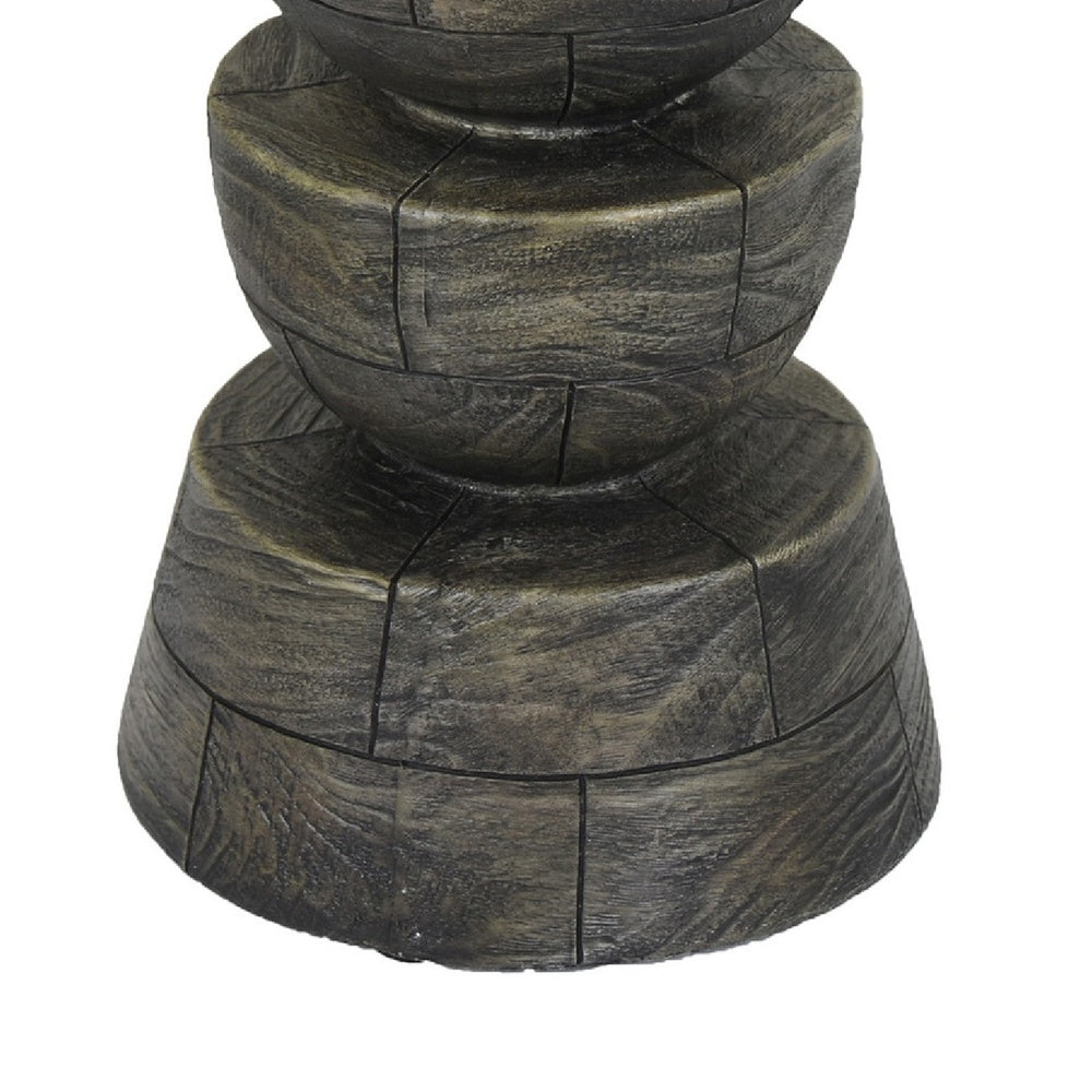 Tabletop Pillar Décor | Stacked Totem Style | Brown Resin | 13"