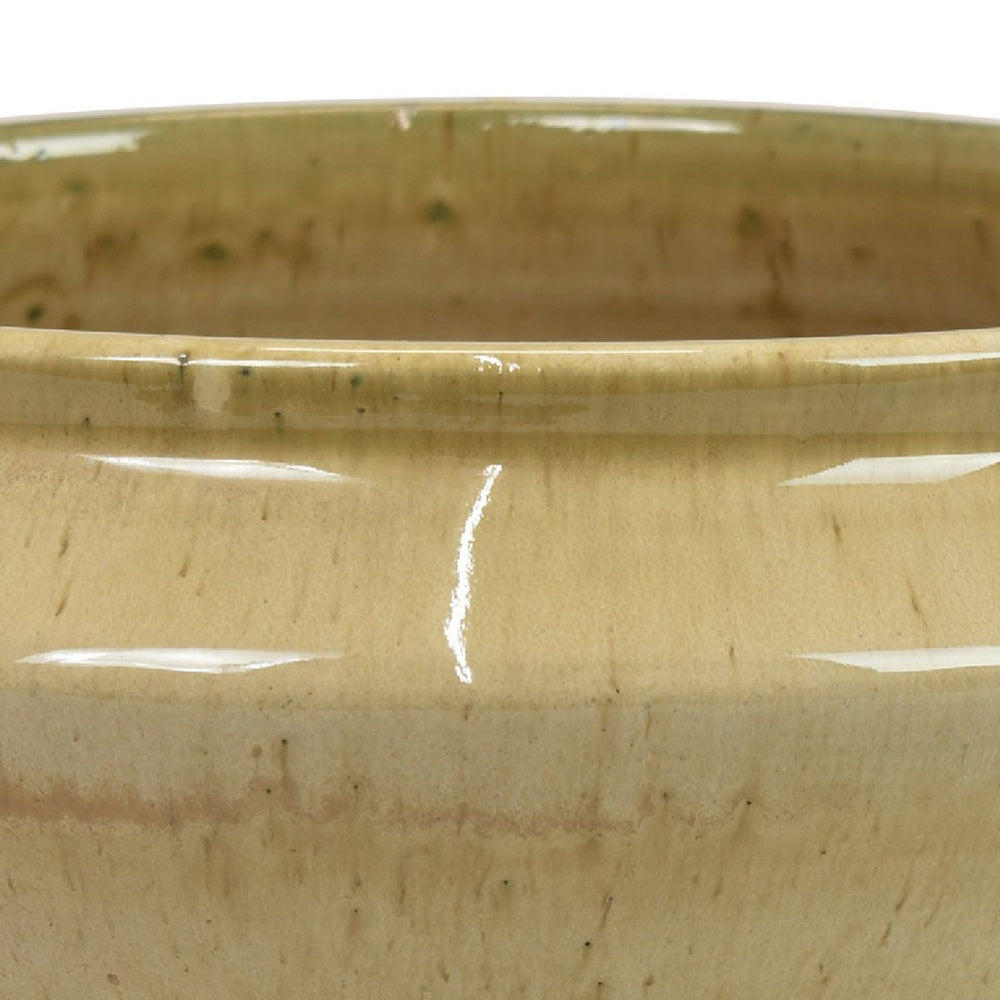 Decorative Serving Bowl | 2 Tone Rustic Brown Glazed Ceramic | 11"