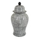 Loi Temple Jar with Lid | Black White Grid Pattern Ceramic | 17" Decor