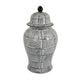 Loi Temple Jar with Lid | Black White Grid Pattern Ceramic | 17" Decor