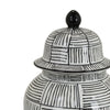 Loi Temple Jar with Lid | Black White Grid Pattern Ceramic | 17" Decor