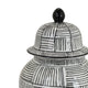 Loi Temple Jar with Lid | Black White Grid Pattern Ceramic | 17" Decor
