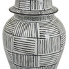 Loi Temple Jar with Lid | Black White Grid Pattern Ceramic | 17" Decor