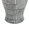 Loi Temple Jar with Lid | Black White Grid Pattern Ceramic | 17" Decor