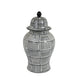 Loi Temple Jar with Lid | Black White Grid Pattern Ceramic | 13" Decor