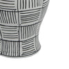 Loi Temple Jar with Lid | Black White Grid Pattern Ceramic | 13" Decor
