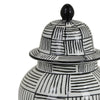 Loi Temple Jar with Lid | Black White Grid Pattern Ceramic | 13" Decor