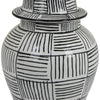 Loi Temple Jar with Lid | Black White Grid Pattern Ceramic | 13" Decor