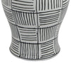 Loi Temple Jar with Lid | Black White Grid Pattern Ceramic | 13" Decor