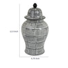 Loi Temple Jar with Lid | Black White Grid Pattern Ceramic | 13" Decor
