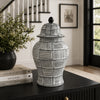Loi Temple Jar with Lid | Black White Grid Pattern Ceramic | 13" Decor